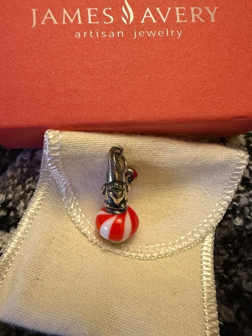James Avery Red and White Gnome Bead Charm - Picture 1 of 2